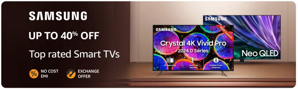 Samsung 108 cm (43 inches) D Series Crystal 4K Vivid Pro Ultra HD Smart LED TV UA43DUE77AKLXL (Black)